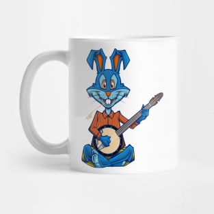 Cartoon bunny playing banjo Mug